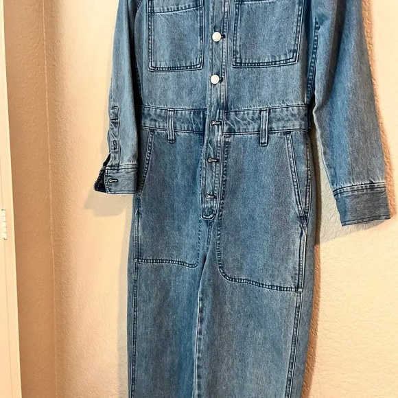 New Madewell Denim Relaxed Coverall Jumpsuit Glenroy Wash NWT XXS Long Sleeve - Picture 5 of 10
